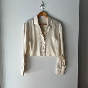 SALIS Silky Shirt Size M in Color Cream
